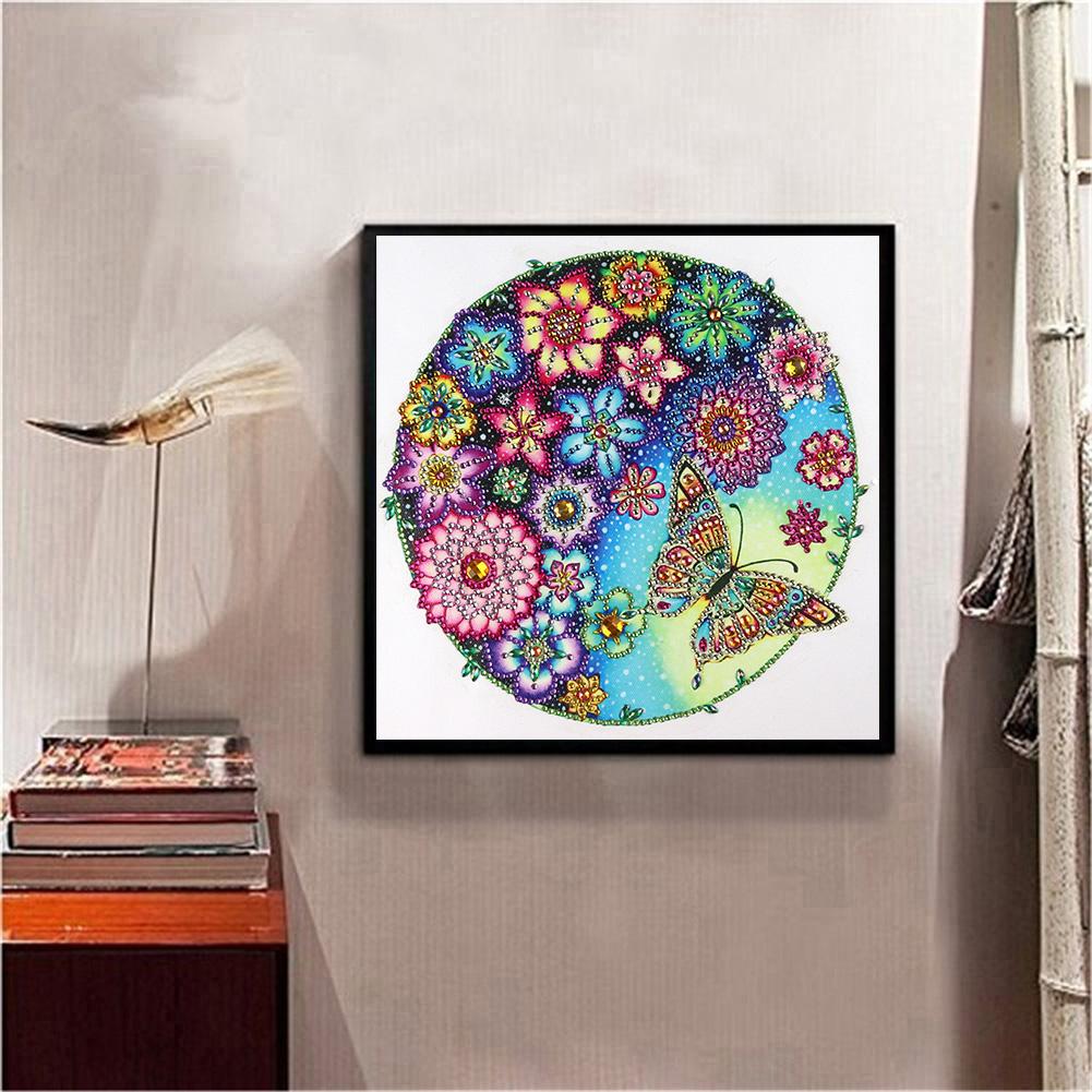 Flower Butterfly - Special Shaped Drill Diamond Painting 30*30CM