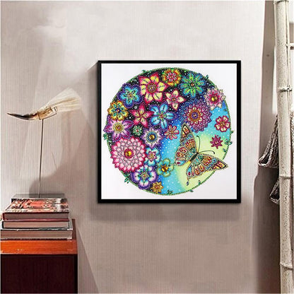 Flower Butterfly - Special Shaped Drill Diamond Painting 30*30CM