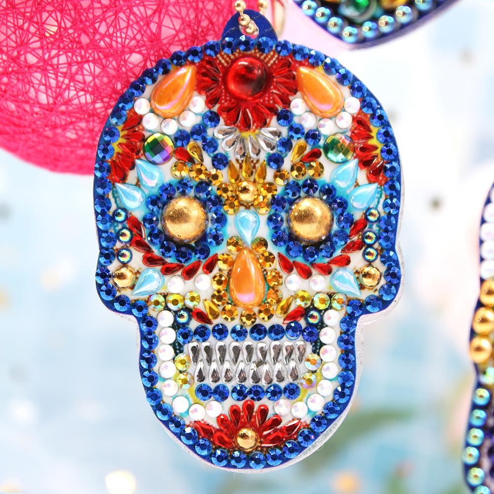 4pcs DIY Diamond Painting Keychain Special-shaped Full Drill Skull Ornament