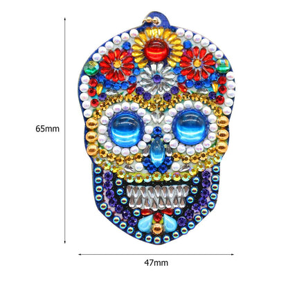 4pcs DIY Diamond Painting Keychain Special-shaped Full Drill Skull Ornament