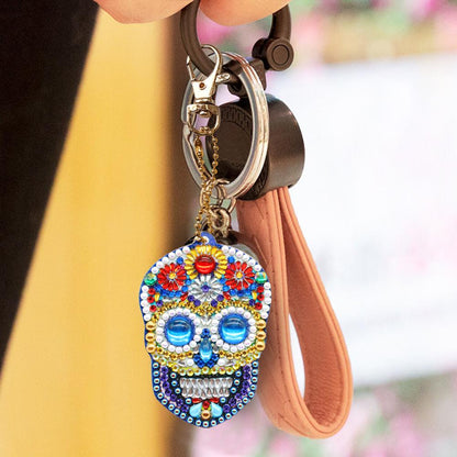 4pcs DIY Diamond Painting Keychain Special-shaped Full Drill Skull Ornament