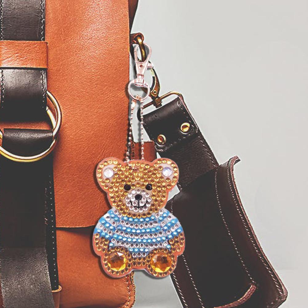 4pcs DIY Full Drill Special Shaped Diamond Painting Bear Keychain Pendants
