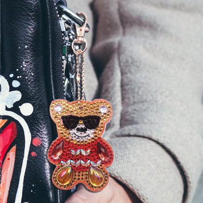 4pcs DIY Full Drill Special Shaped Diamond Painting Bear Keychain Pendants