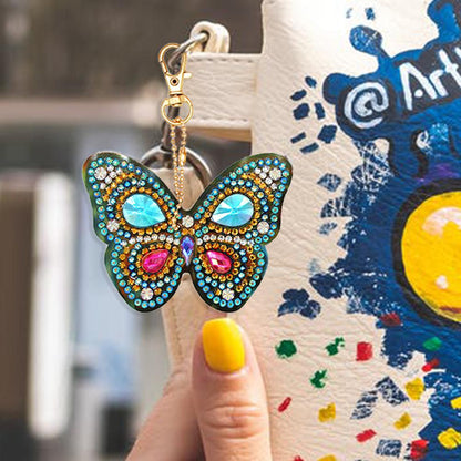 6pcs DIY Butterfly Full Drill Special Shaped Diamond Painting Keychain Gift