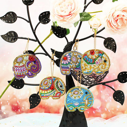 5pcs DIY Full Drill Special Shaped Diamond Painting Elephant Keychain Gift