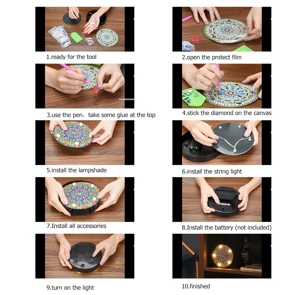 DIY LED Full Drill Diamond Painting House Special Shaped Night Decor Lamp
