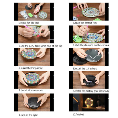 DIY LED Full Drill Diamond Painting House Special Shaped Night Decor Lamp