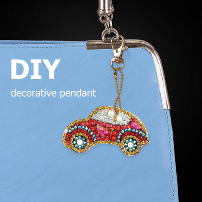 5pcs DIY Car Full Drill Special Shaped Diamond Painting Keychains Pendant