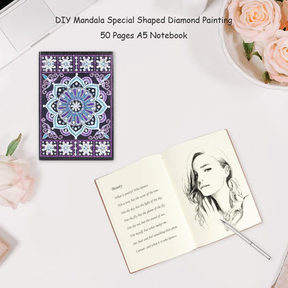 DIY Mandala Special Shaped Diamond Painting 50 Sheets Students A5 Notebook