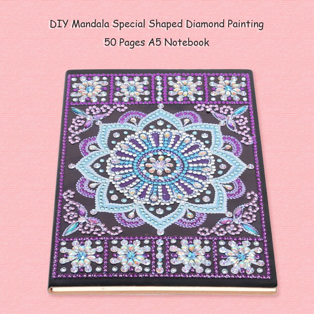DIY Mandala Special Shaped Diamond Painting 50 Sheets Students A5 Notebook