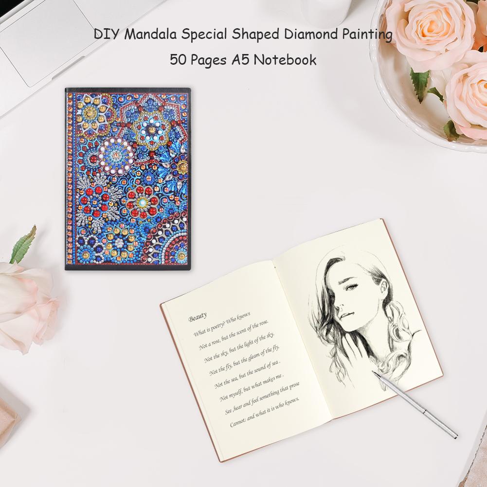 DIY Mandala Special Shaped Diamond Painting 50 Pages A5 Students Notebook