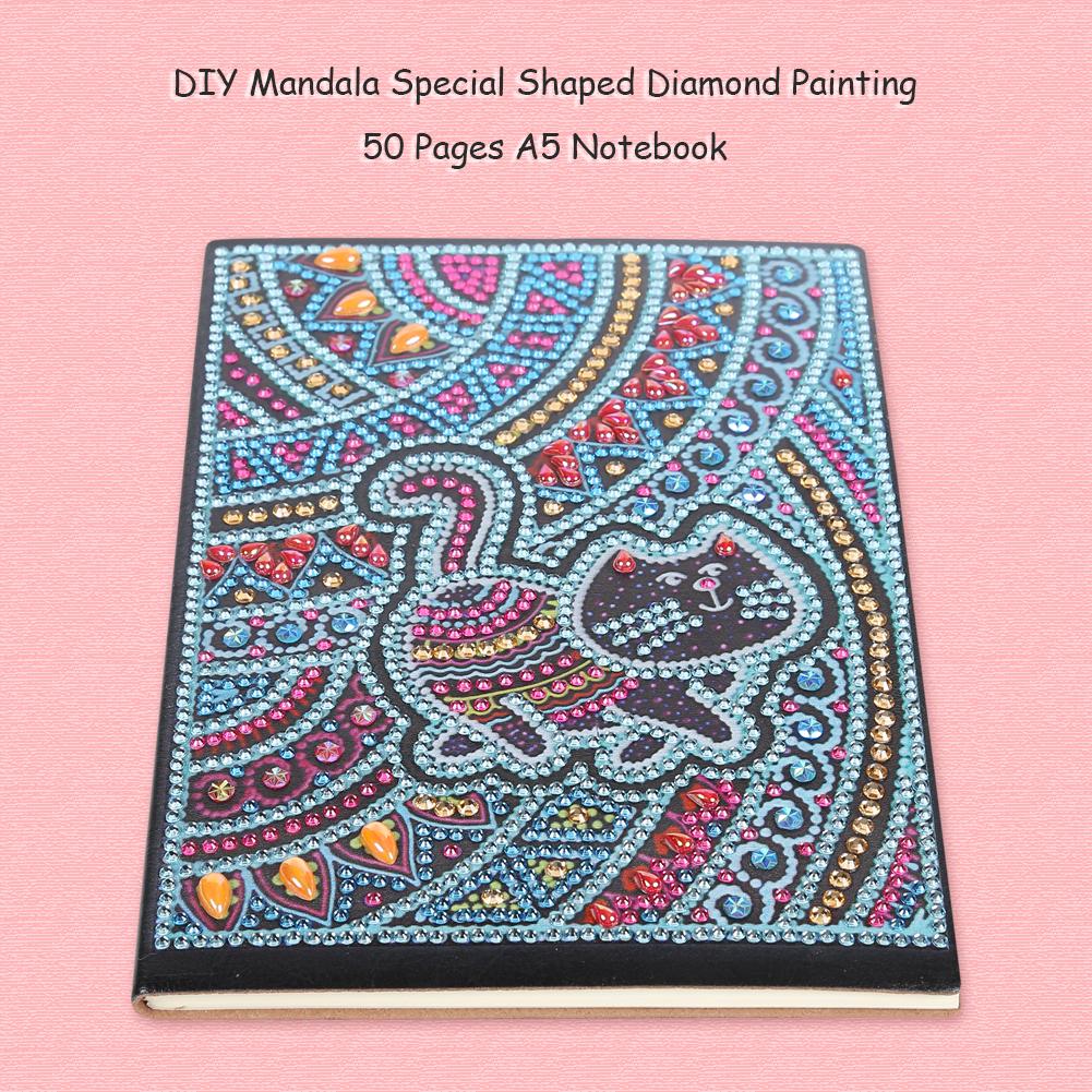 DIY Cat Special Shaped Diamond Painting 50 Pages A5 Notebook Sketchbook