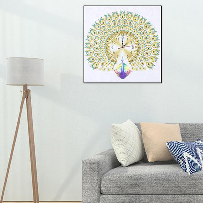 Peafowl Clock - Special Shaped Drill Diamond Painting 35X35CM