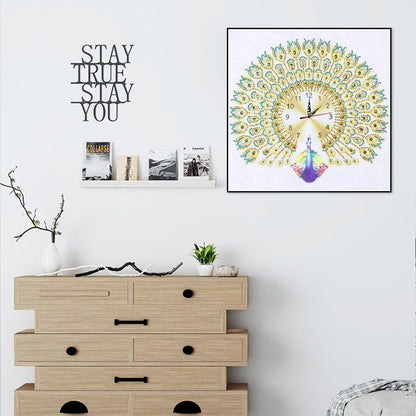 Peafowl Clock - Special Shaped Drill Diamond Painting 35X35CM