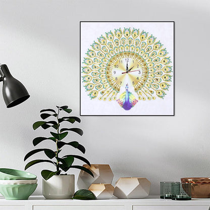 Peafowl Clock - Special Shaped Drill Diamond Painting 35X35CM