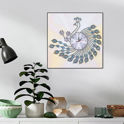 Peafowl Clock - Special Shaped Drill Diamond Painting 35X35CM