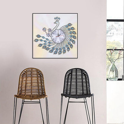 Peafowl Clock - Special Shaped Drill Diamond Painting 35X35CM