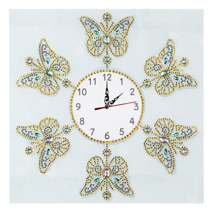 Butterfly Clock - Full Round Drill Diamond Painting 35X35CM