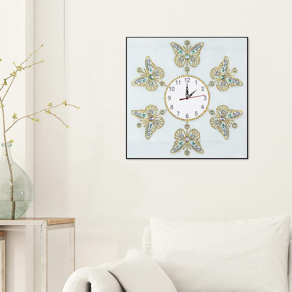 Butterfly Clock - Full Round Drill Diamond Painting 35X35CM