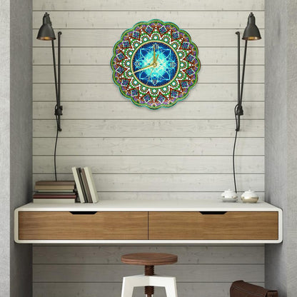 DIY Full Drill Special Shape Diamond Painting Datura Clock Cross Stitch
