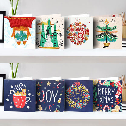 8pcs DIY Special Shaped Diamond Painting Cartoon Christmas Card Kids Gift