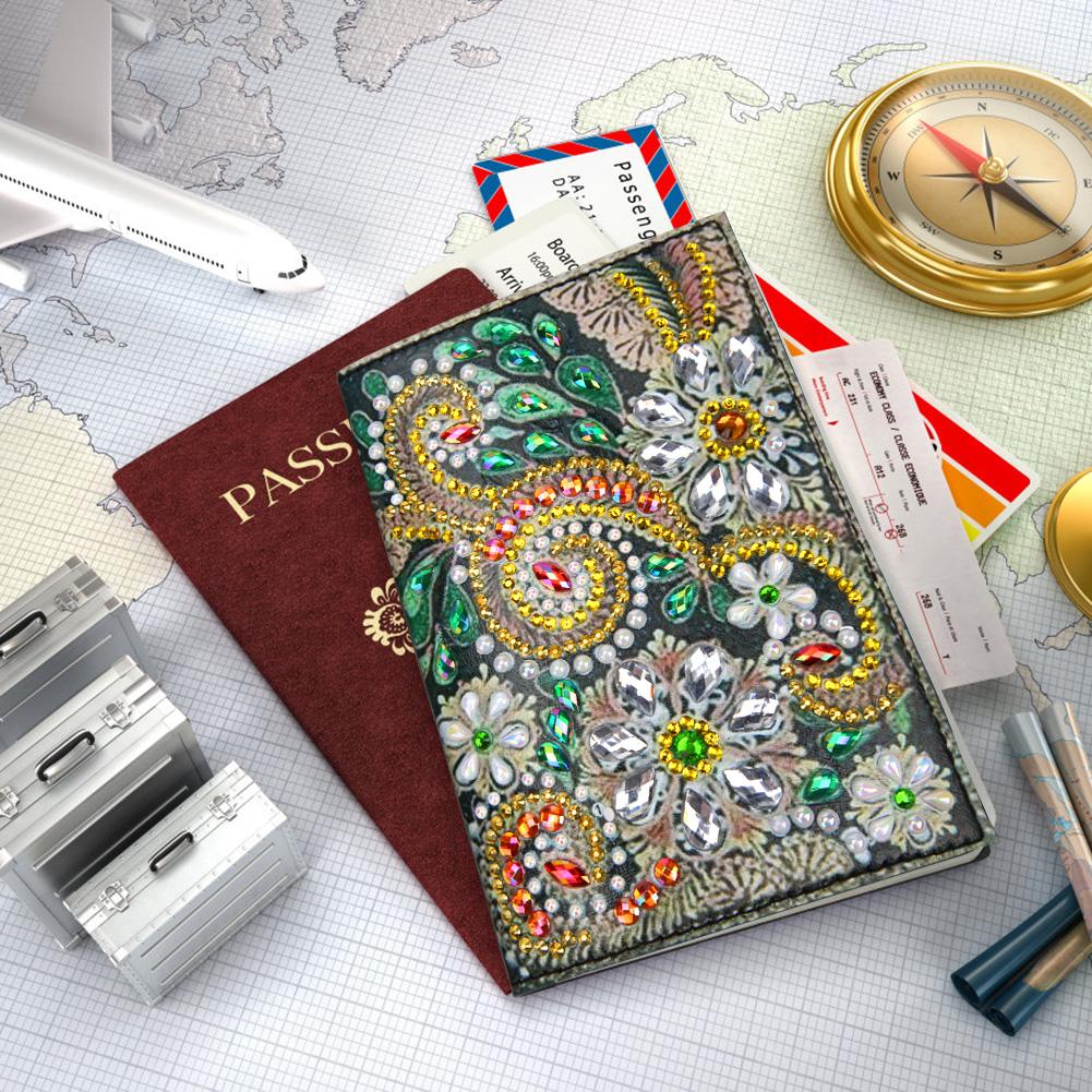 DIY Special Shaped Diamond Painting PU Leather Passport Protective Cover