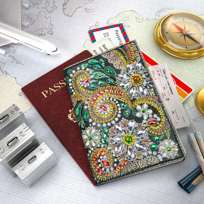 DIY Special Shaped Diamond Painting PU Leather Passport Protective Cover