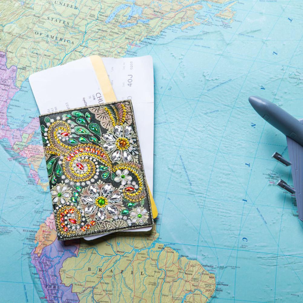 DIY Special Shaped Diamond Painting PU Leather Passport Protective Cover
