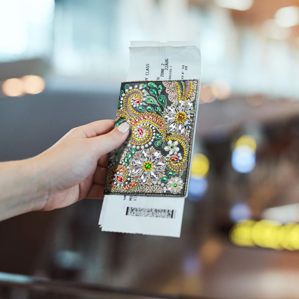 DIY Special Shaped Diamond Painting PU Leather Passport Protective Cover