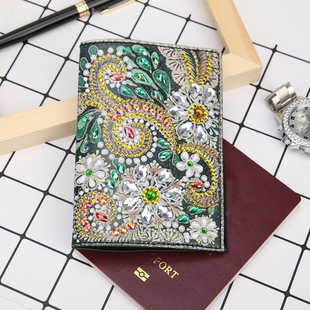 DIY Special Shaped Diamond Painting PU Leather Passport Protective Cover