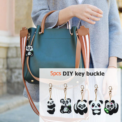5pcs Panda Type Keychain Gift DIY Diamond Painting Special Shape Full Drill