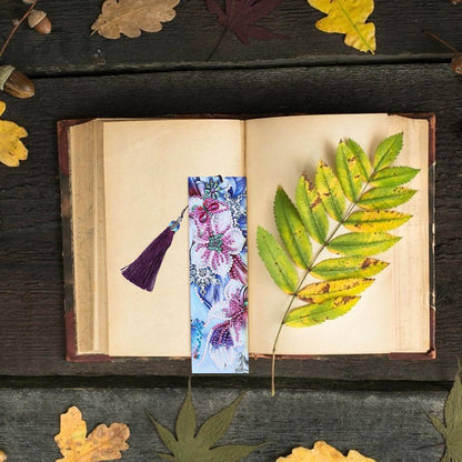 DIY Flower Special Shaped Diamond Painting Leather Tassel Bookmark Crafts