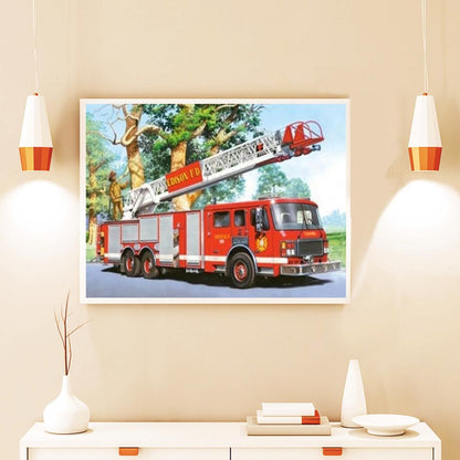 Fire Truck - Full Round Drill Diamond Painting 30*40CM