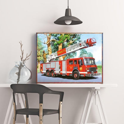 Fire Truck - Full Round Drill Diamond Painting 30*40CM
