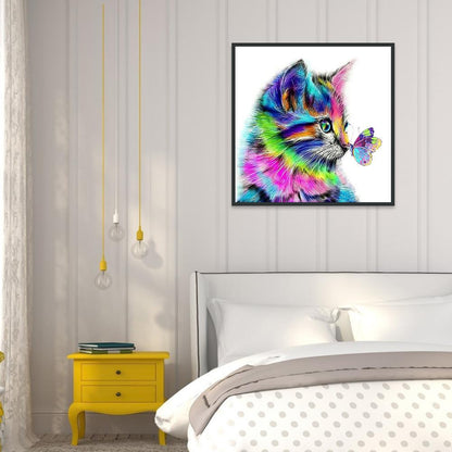 Cat Butterfly - Full Round Drill Diamond Painting 30*30CM