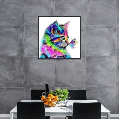 Cat Butterfly - Full Round Drill Diamond Painting 30*30CM