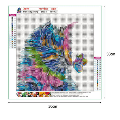 Cat Butterfly - Full Round Drill Diamond Painting 30*30CM