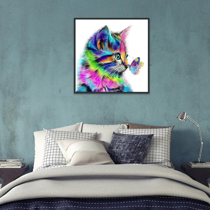 Cat Butterfly - Full Round Drill Diamond Painting 30*30CM