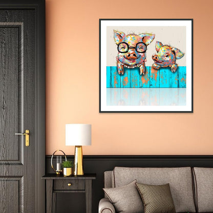 Pig - Full Round Drill Diamond Painting 30*30CM