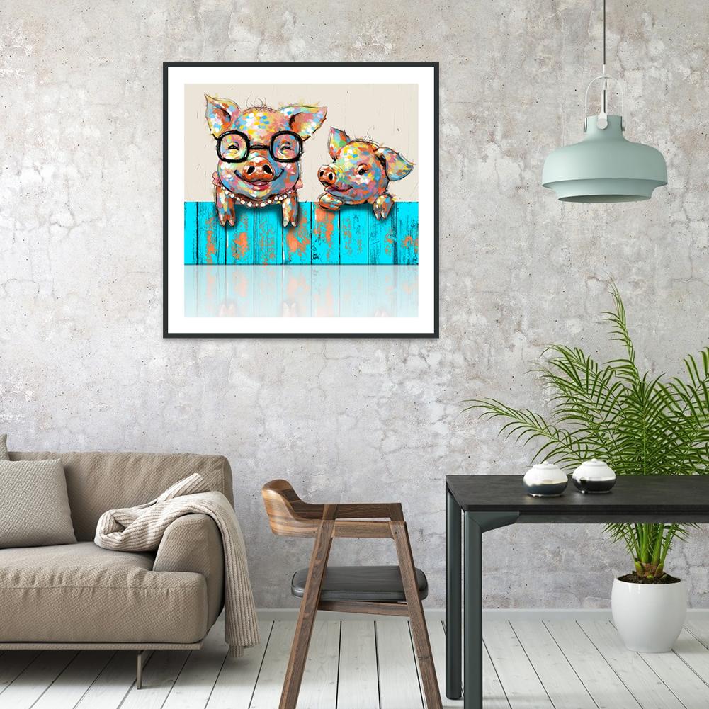 Pig - Full Round Drill Diamond Painting 30*30CM