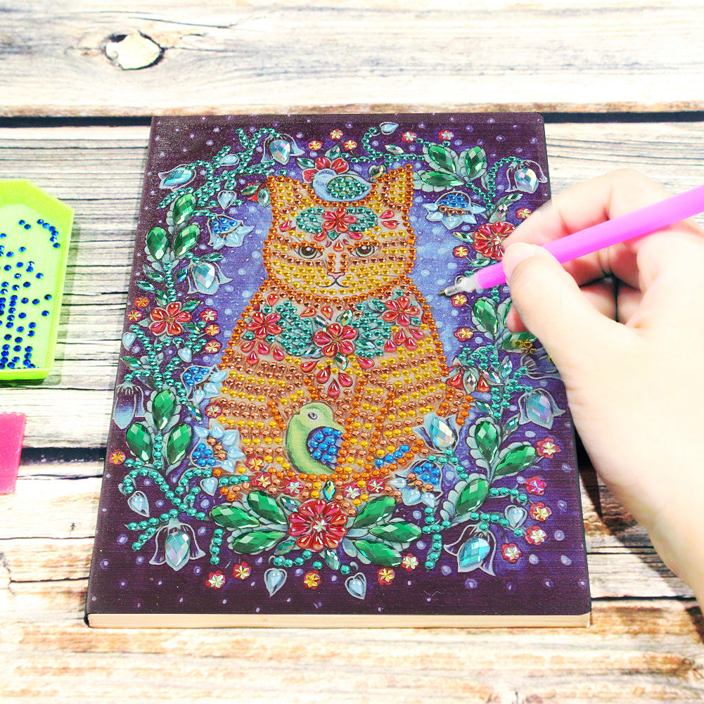 DIY Cat Special Shaped Diamond Painting 50 Page Sketchbook A5 Notebook Gift