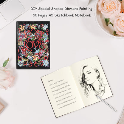 DIY LOVE Special Shaped Diamond Painting 50 Page A5 Sketchbook Drawing Book