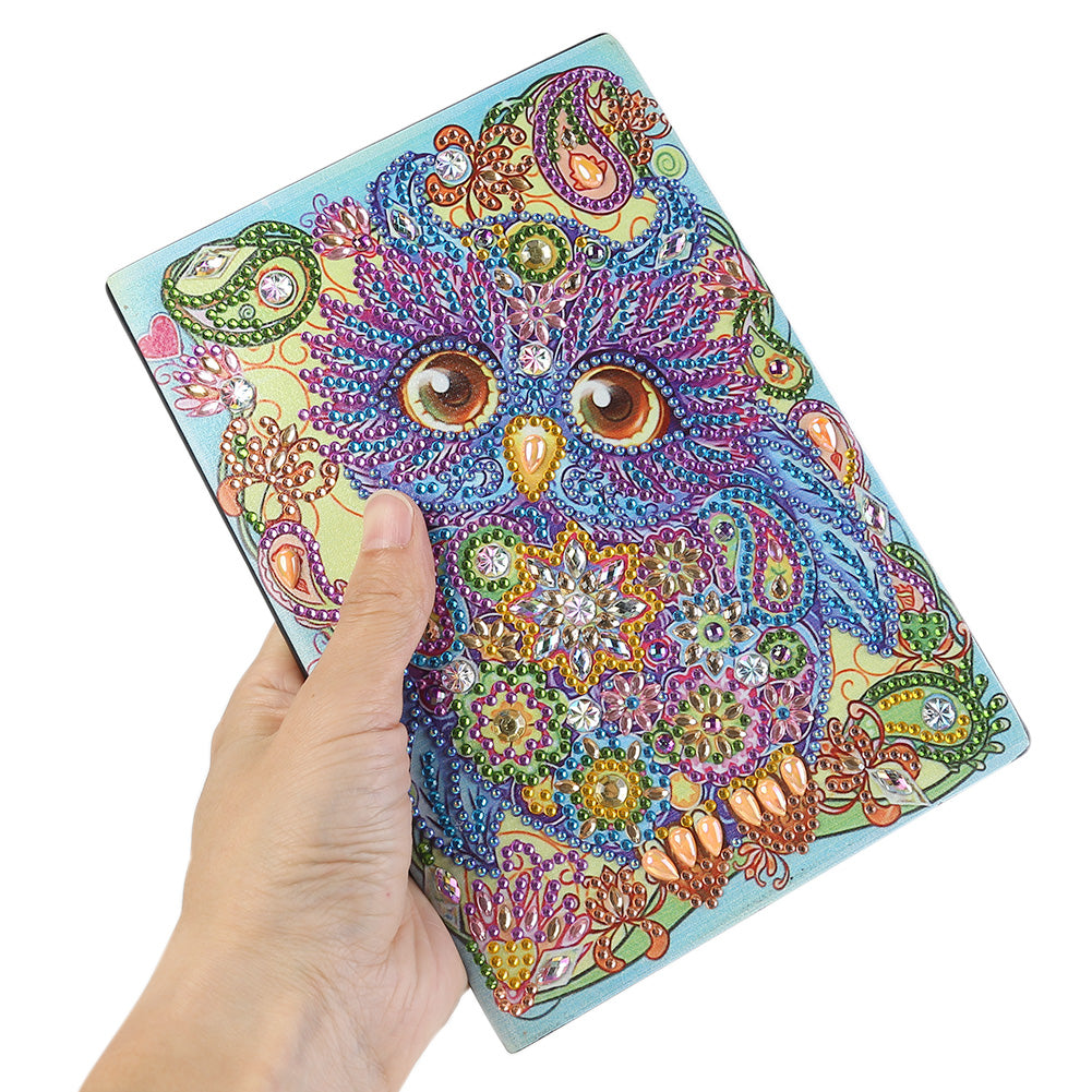 DIY Special Shaped Diamond Painting Owl Bird 50 Pages A5 Drawing Notebook