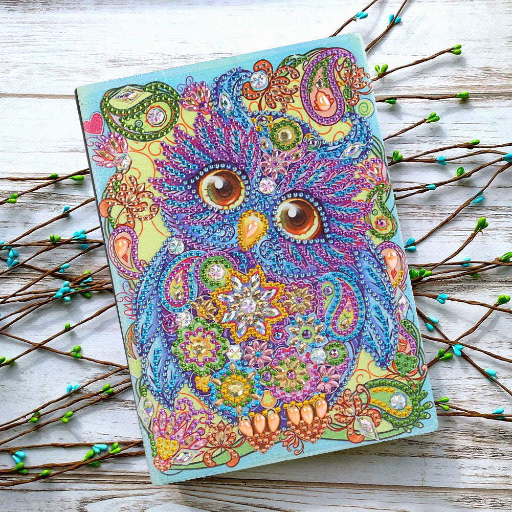 DIY Special Shaped Diamond Painting Owl Bird 50 Pages A5 Drawing Notebook