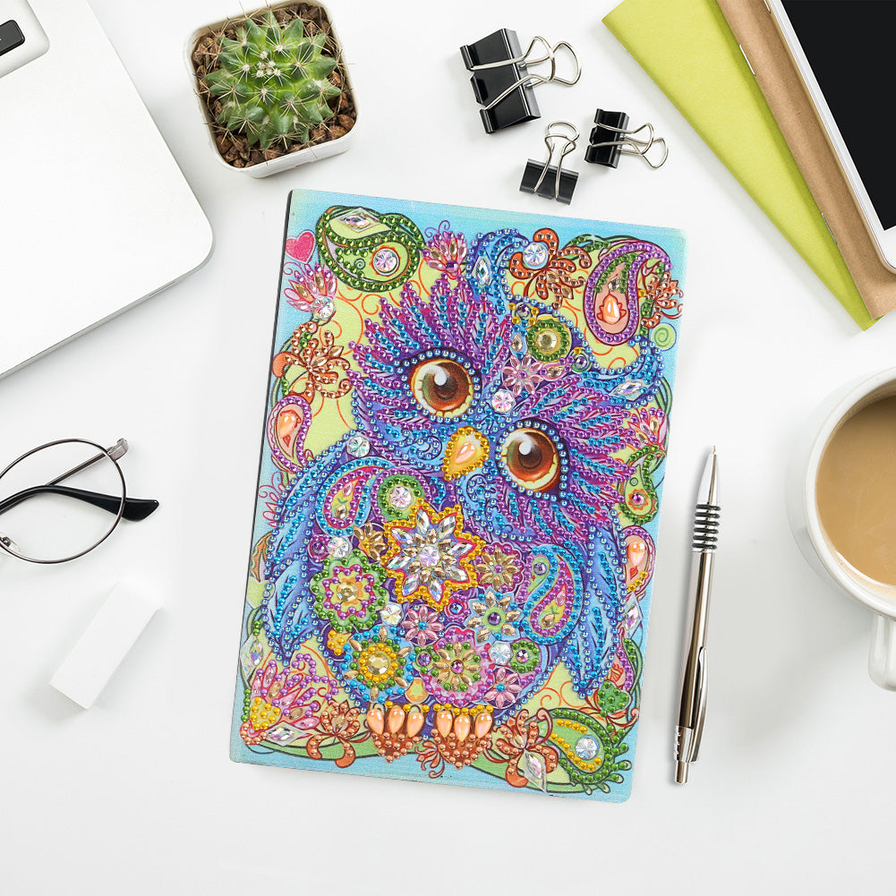 DIY Special Shaped Diamond Painting Owl Bird 50 Pages A5 Drawing Notebook