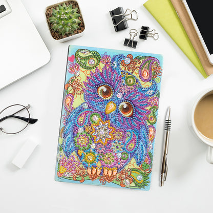DIY Special Shaped Diamond Painting Owl Bird 50 Pages A5 Drawing Notebook