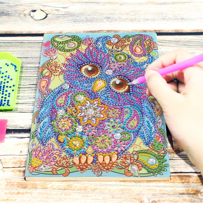 DIY Special Shaped Diamond Painting Owl Bird 50 Pages A5 Drawing Notebook