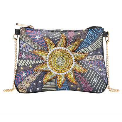 DIY Sun Special Shaped Diamond Painting Leather Clutch Chain Shoulder Bags