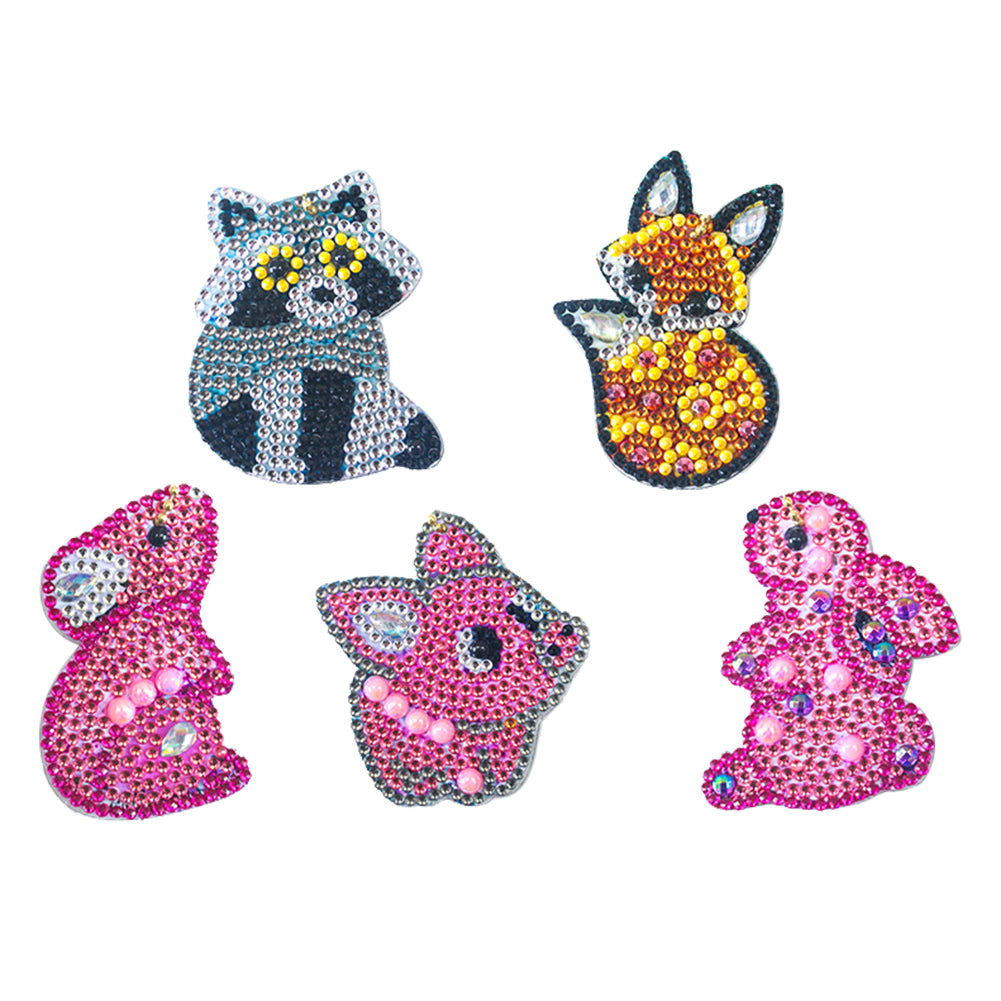 5pcs/set DIY Full Drill Special Shaped Diamond Painting Animal Keychain
