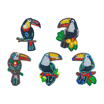 5pcs DIY Full Drill Special Shape Diamond Painting Bird Keychain Embroidery